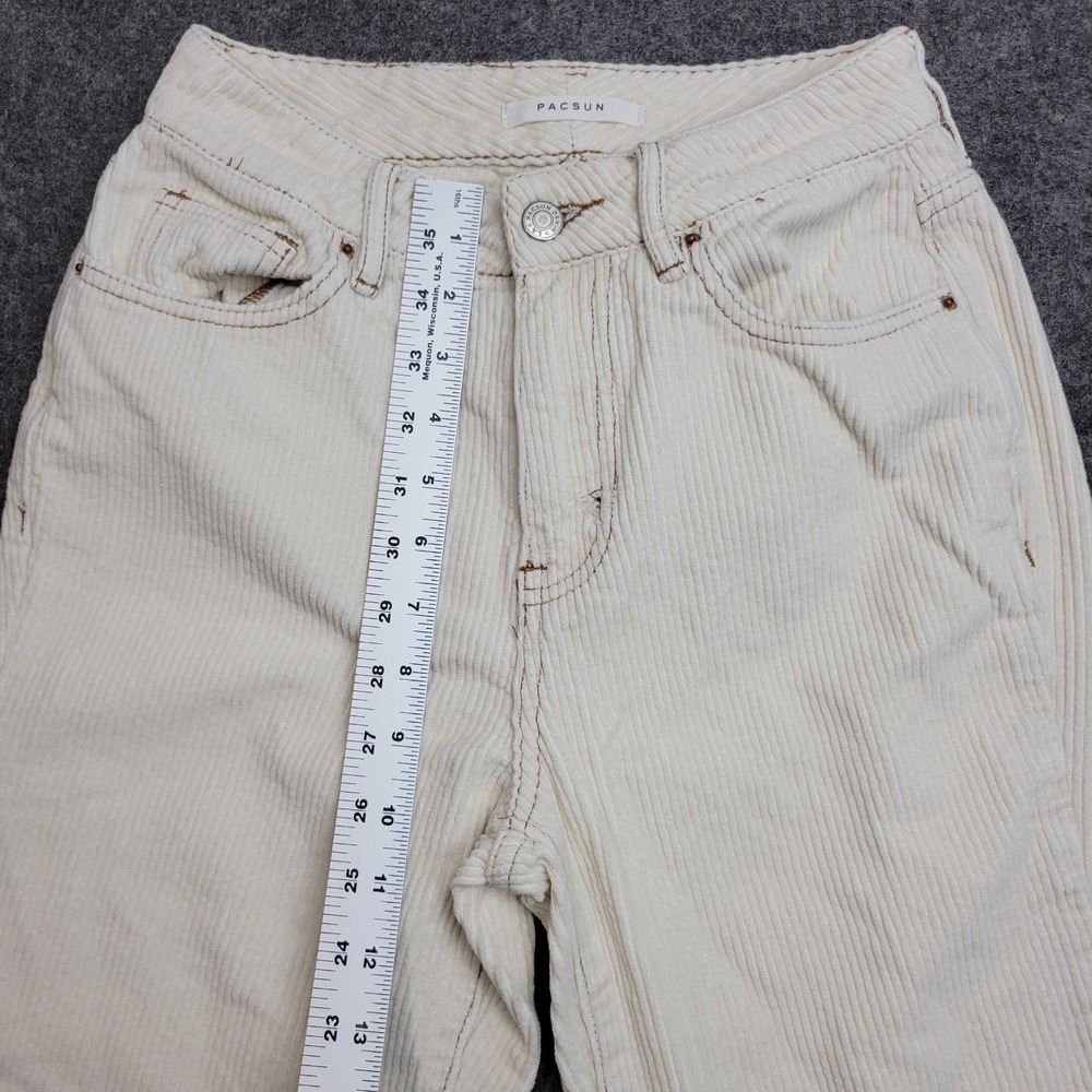 PacSun Jeans Womens 24 Ivory Mom Corduroy 5 Pocket Design Straight Leg Outdoor - Picture 9 of 14